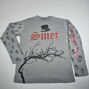 Smet Christian Audiger Shirt Mens Large Gray Long Sleeve Graphic Skulls Eagle LA